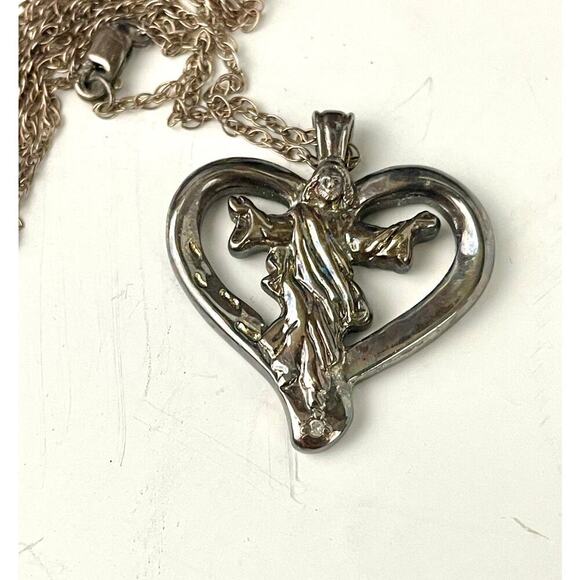 VTG BGE Sterling Silver Footprints of Faith Diamond Pendant Bradford Exchange - Picture 7 of 14